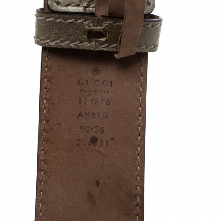 Pre Owned Gucci Gold Guccissima Leather Interlocking GG Belt 90cm
