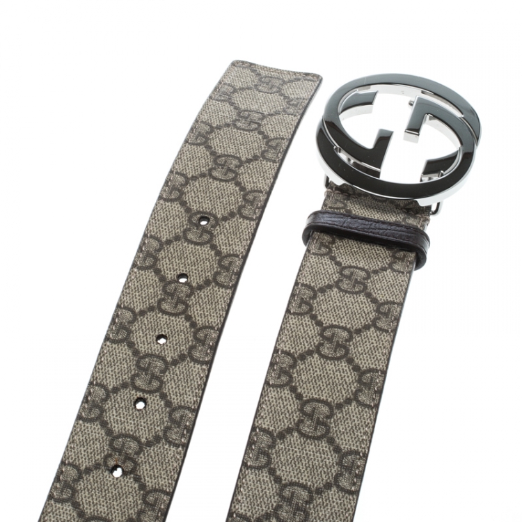 Pre Owned Gucci Beige GG Supreme Coated Canvas Interlocking GG Buckle Belt 95cm