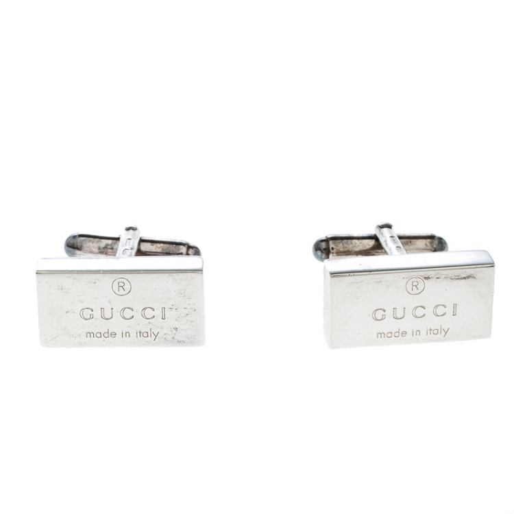 Gucci Trademark Silver Rectangular Cufflinks Gucci | TLC
