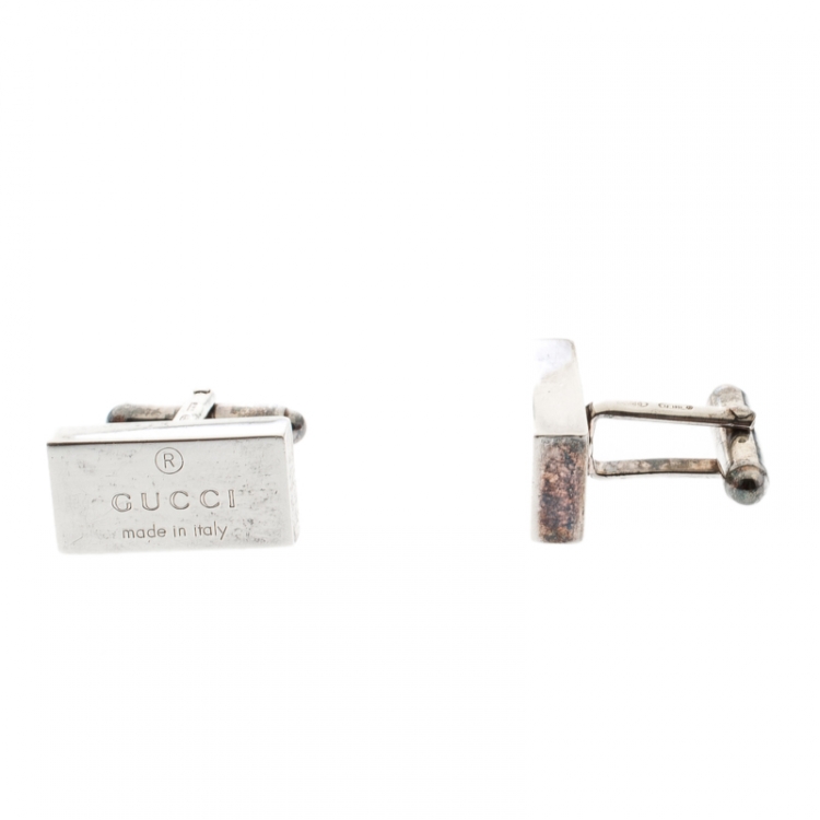 Gucci Trademark Silver Rectangular Cufflinks Gucci | TLC