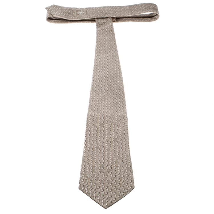 مملوكة مسبقًا Gucci Beige Logo Patterned Jacquard Tie