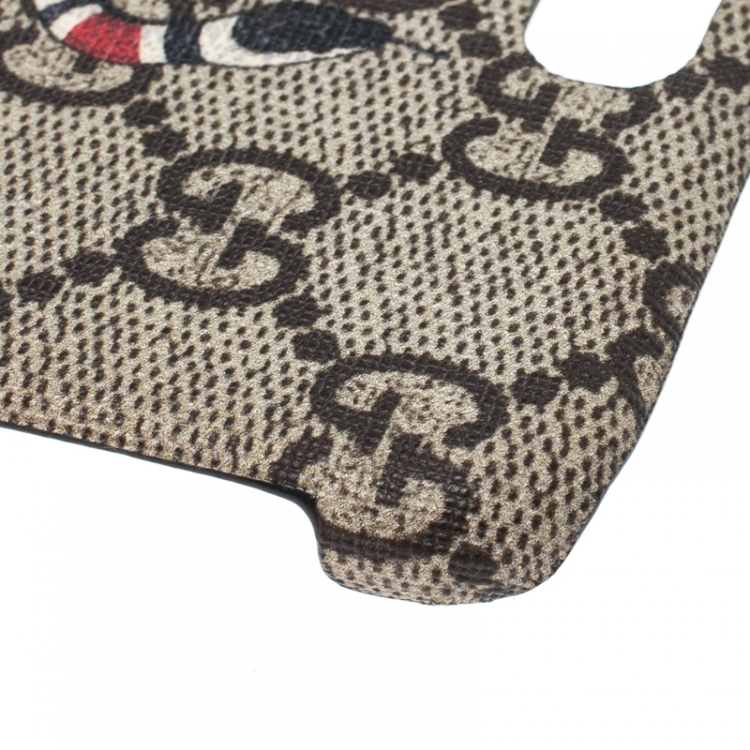 Pre Owned Gucci Beige GG Supreme Canvas Kingsnake Print iPhone 6 Case
