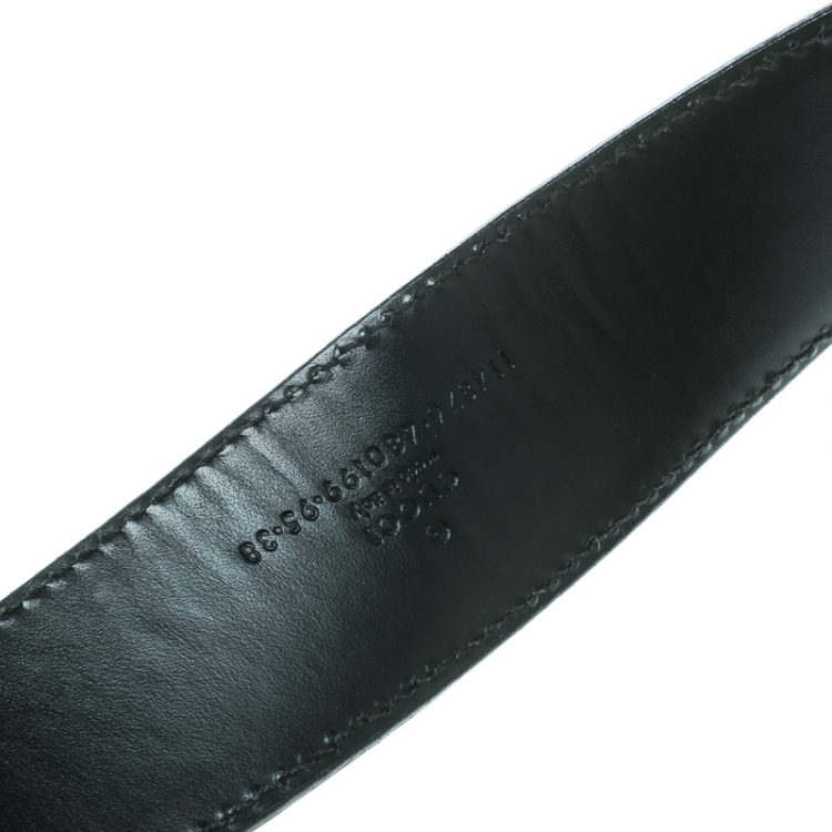 Pre Owned Gucci Black Guccissima Leather Interlocking GG Buckle Belt 95 CM