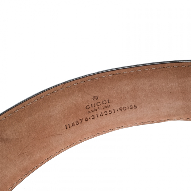 Pre Owned Gucci Beige Guccissima Leather Interlocking GG Buckle Belt 90 CM