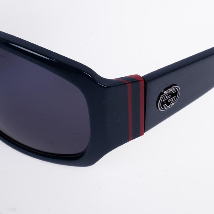 Pre Owned Gucci Navy GG Web Detail Sunglasses