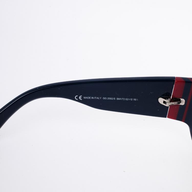 Pre Owned Gucci Navy GG Web Detail Sunglasses