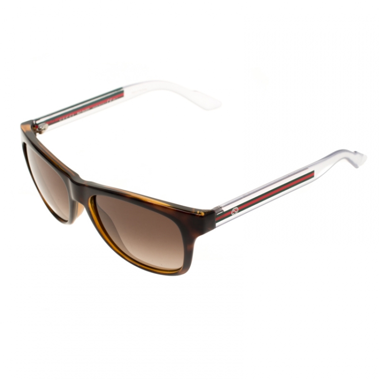 Pre Owned Gucci Brown/ Brown Gradient Bio Based GG3709/S Wayfarer Sunglasses