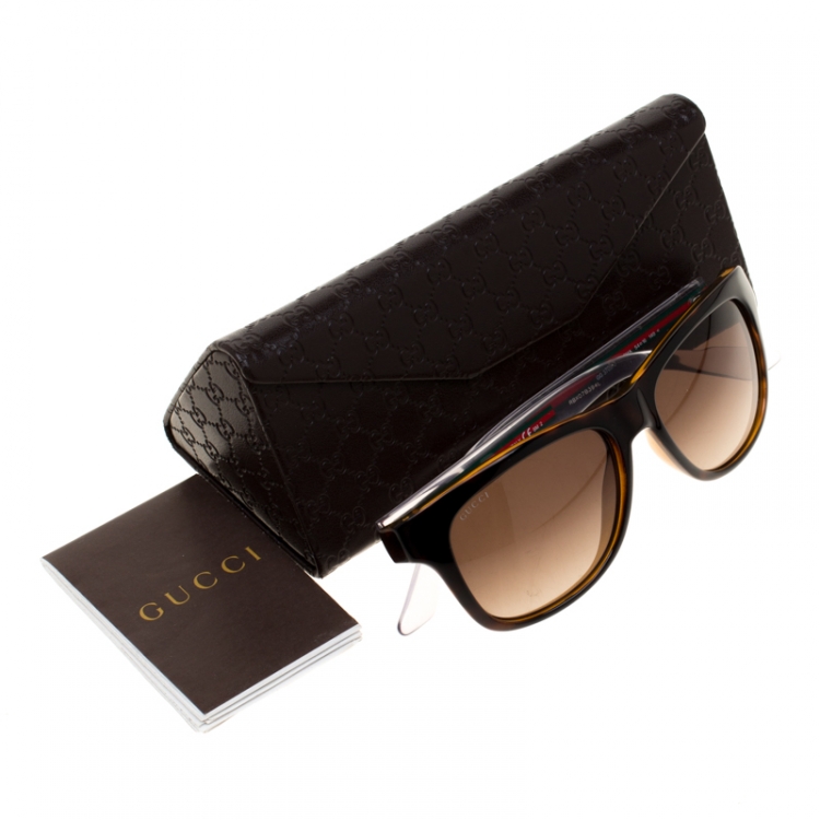 Pre Owned Gucci Brown/ Brown Gradient Bio Based GG3709/S Wayfarer Sunglasses