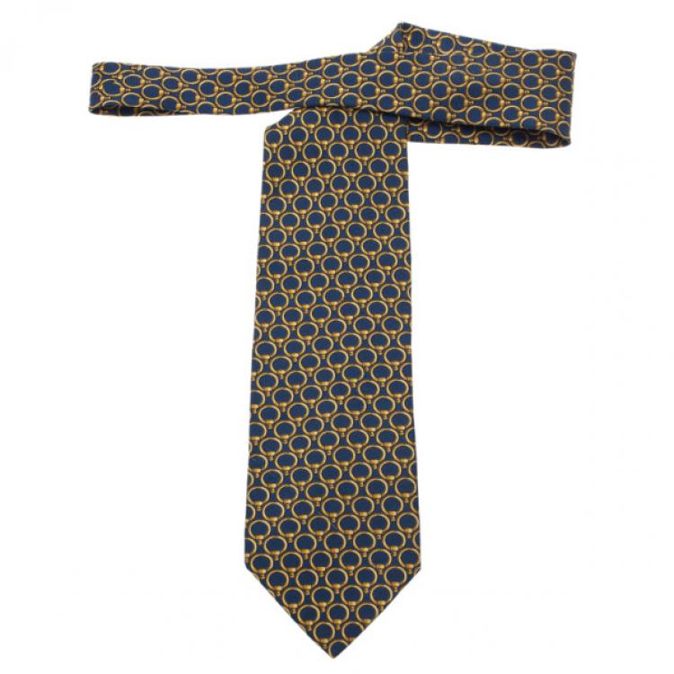 Pre Owned Gucci Blue Printed Tie