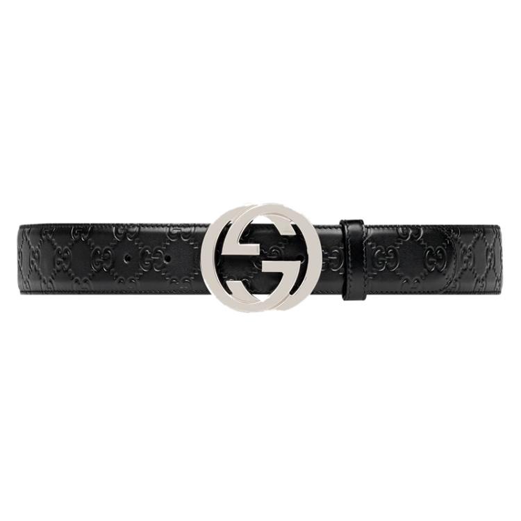 Pre Owned Gucci Black Guccissima Leather Belt Size 90CM