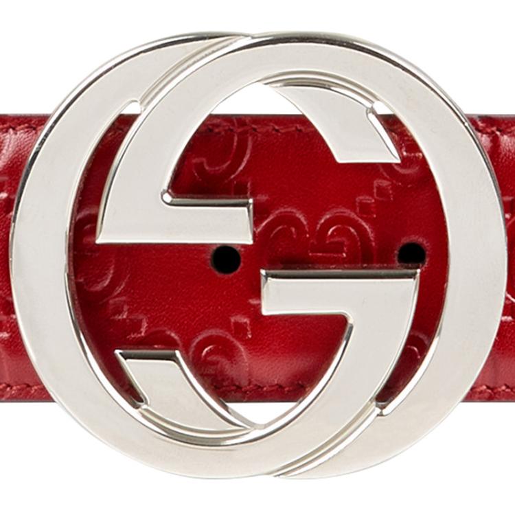 Pre Owned Gucci Red Guccissima Leather Belt Size 95CM