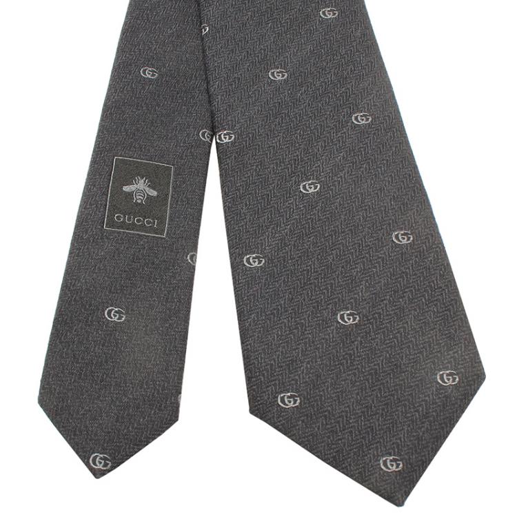 مملوكة مسبقًا Gucci Black Woven GG Pattern Tie 