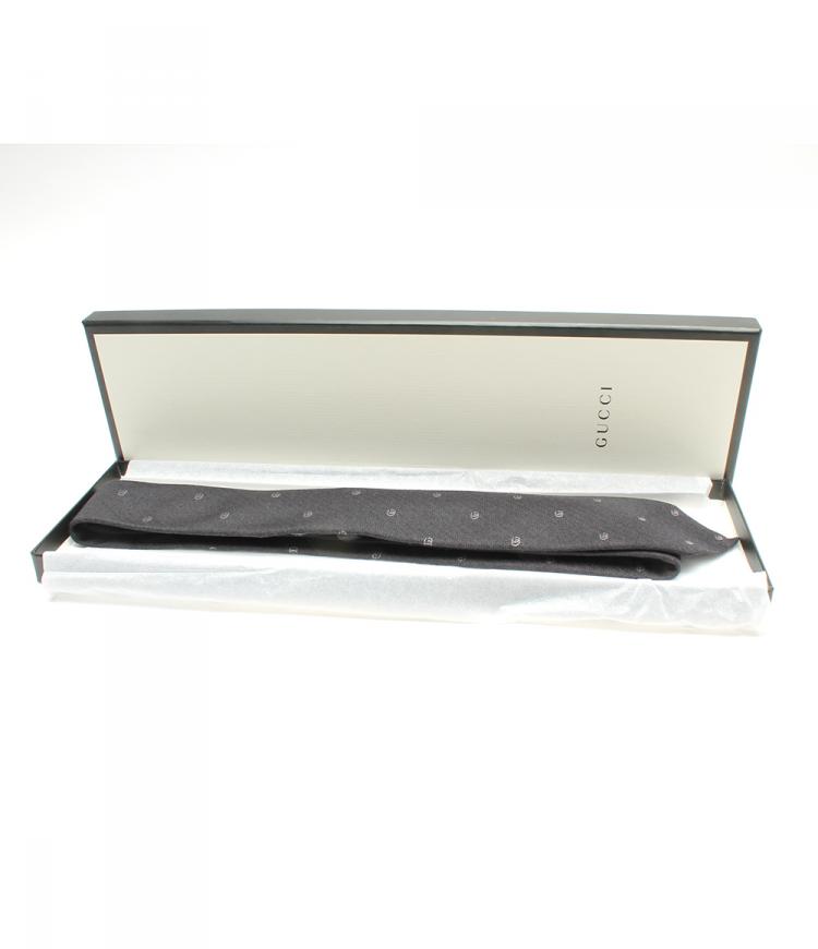 مملوكة مسبقًا Gucci Black Woven GG Pattern Tie 