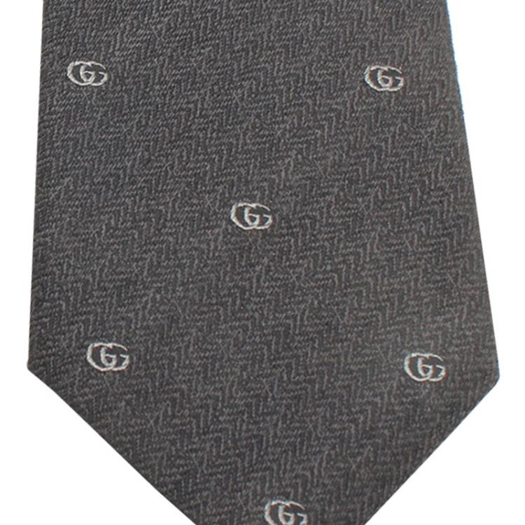 مملوكة مسبقًا Gucci Black Woven GG Pattern Tie 
