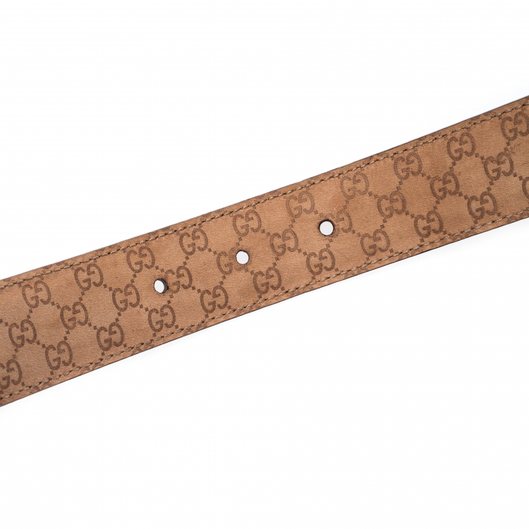 Pre Owned Gucci Brown Leather Buckle Belt 100CM