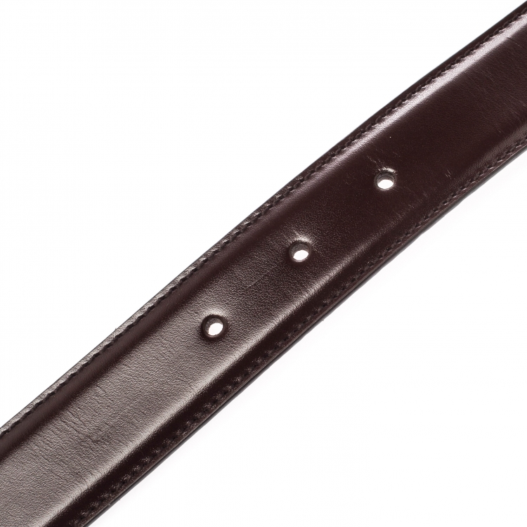 Pre Owned Gucci Brown Leather Buckle Belt 100CM