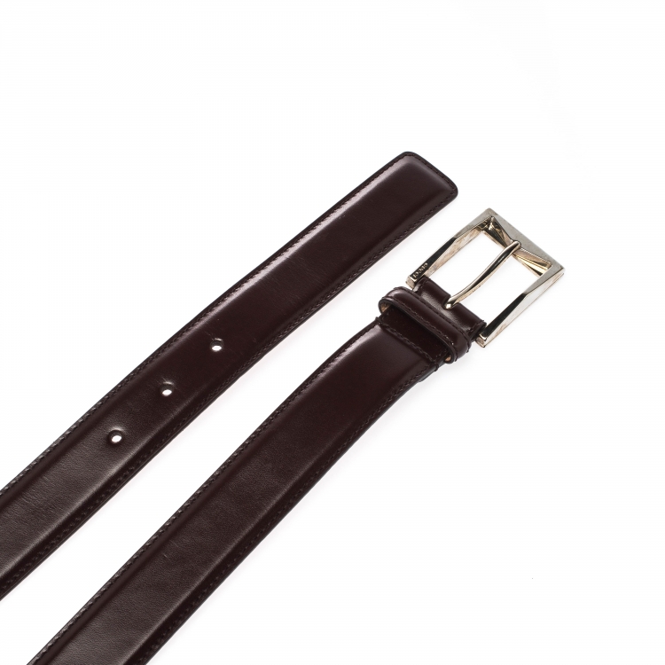Pre Owned Gucci Brown Leather Buckle Belt 100CM