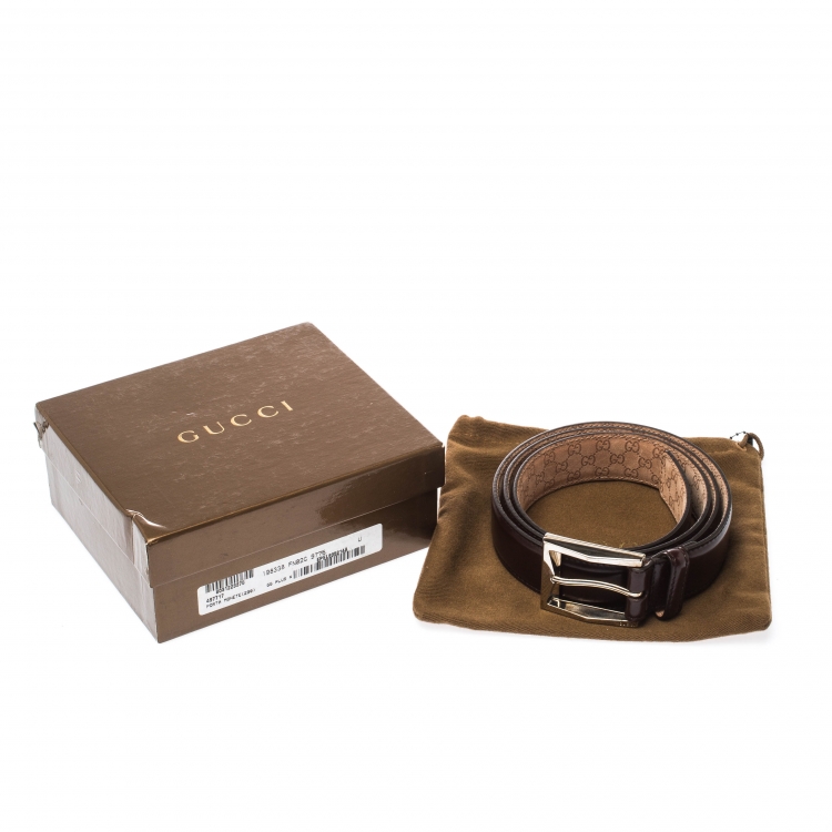 Pre Owned Gucci Brown Leather Buckle Belt 100CM