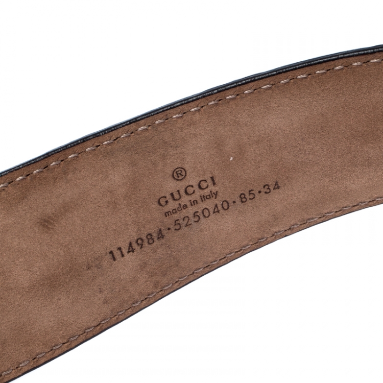 Pre Owned Gucci Black Guccissima Leather Interlocking G Belt 85CM