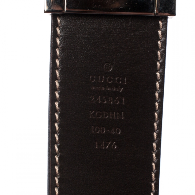 مملوكة مسبقًا Gucci Brown/Beige GG Supreme Coated Canvas Interlocking G Reversible Belt 100CM