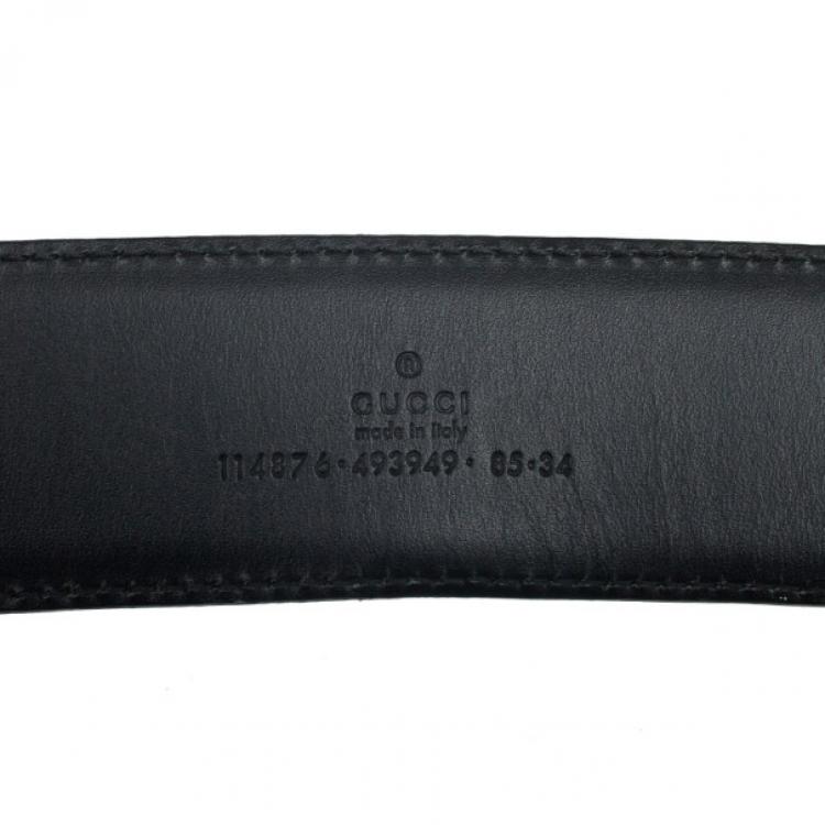 Pre Owned Gucci Guccissima Black Leather Interlocking G Buckle Belt