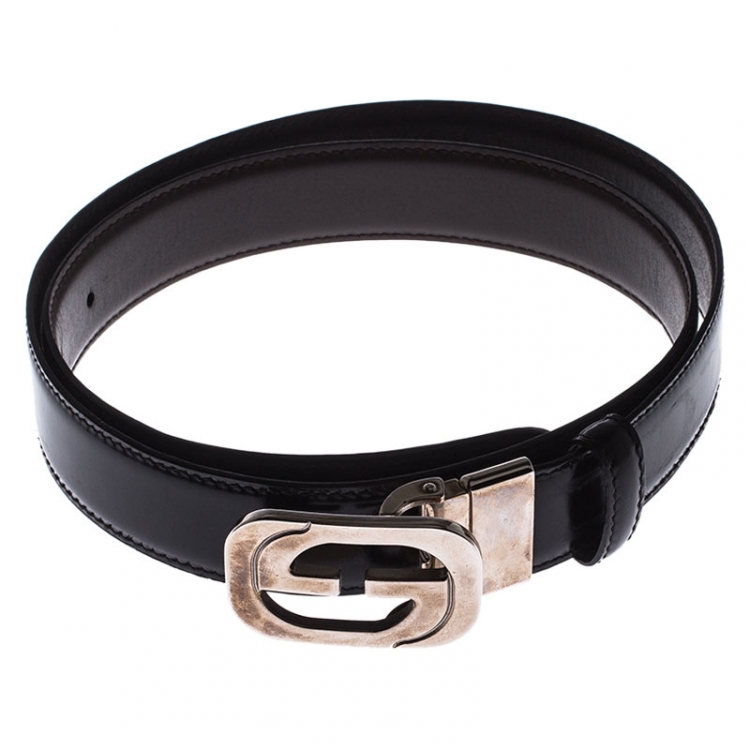 مملوكة مسبقًا Gucci Black Leather Square G Reversible Belt Size 85CM
