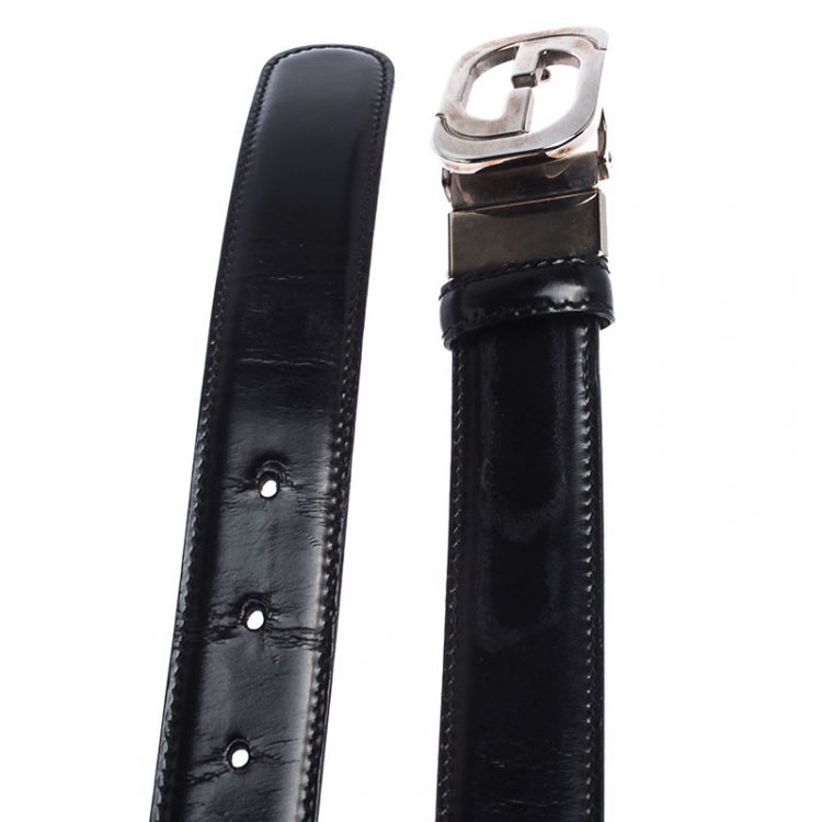 مملوكة مسبقًا Gucci Black Leather Square G Reversible Belt Size 85CM