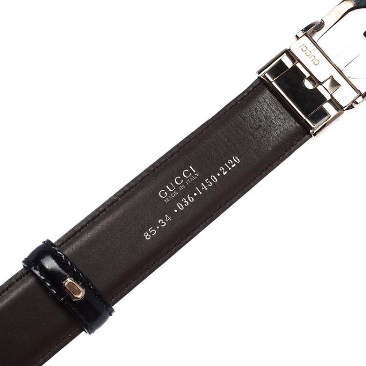 مملوكة مسبقًا Gucci Black Leather Square G Reversible Belt Size 85CM
