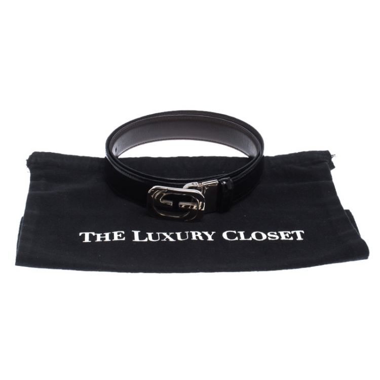 مملوكة مسبقًا Gucci Black Leather Square G Reversible Belt Size 85CM