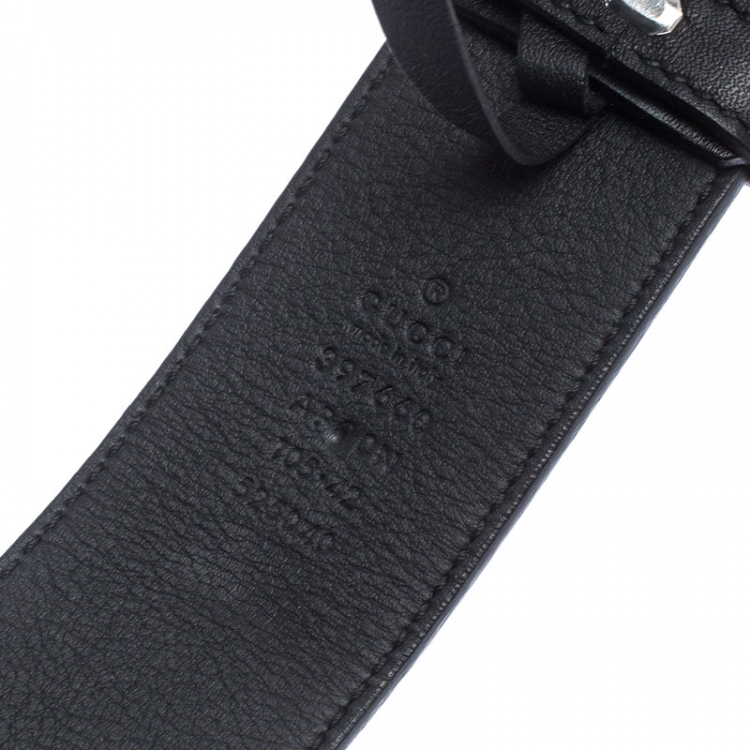 Pre Owned Gucci Black Leather Double G Buckle Belt 105 cm