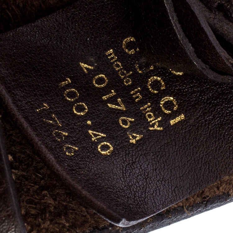 مملوكة مسبقًا Gucci Dark Brown Leather Hysteria Crest Buckle Belt 100CM