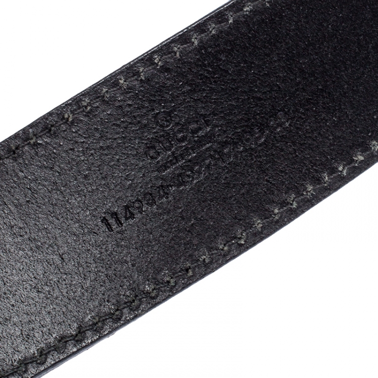 مملوكة مسبقًا Gucci Black Leather Interlocking G Buckle Belt 95CM