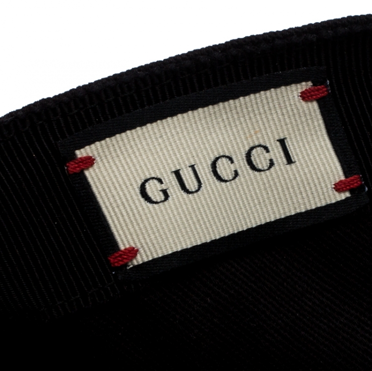 Pre Owned Gucci Black Loved Embroidered Canvas Baseball Cap M