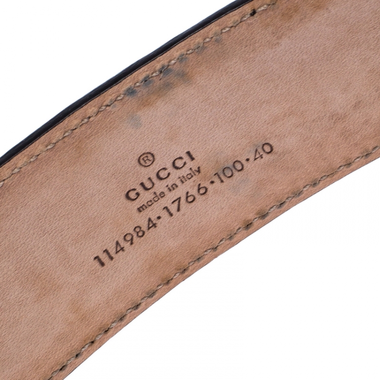مملوكة مسبقًا Gucci Black Guccissima Leather Interlocking GG Buckle Belt 100CM