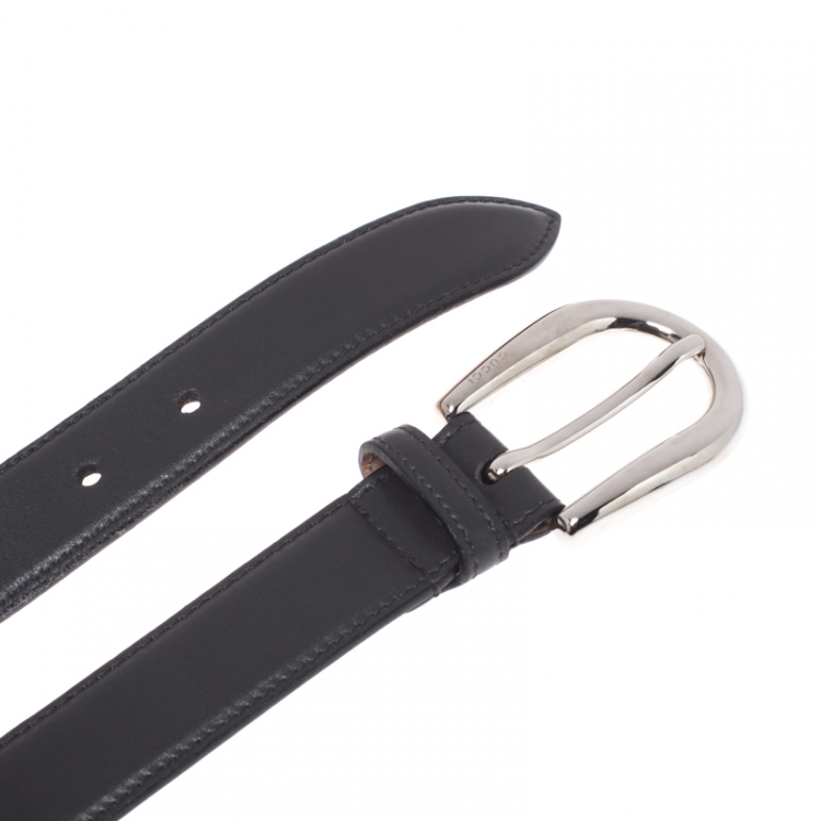 Pre Owned Gucci Black Leather Belt 100CM