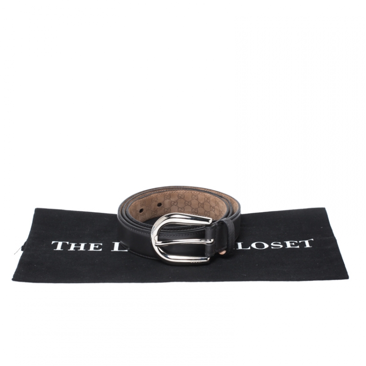 Pre Owned Gucci Black Leather Belt 100CM