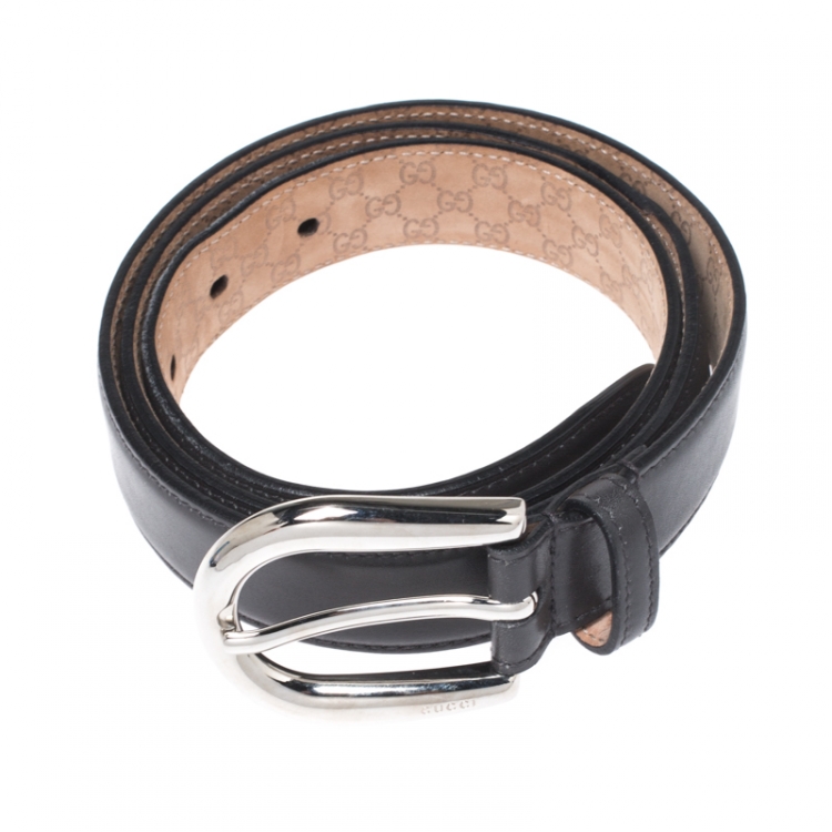 Pre Owned Gucci Black Leather Belt 100CM