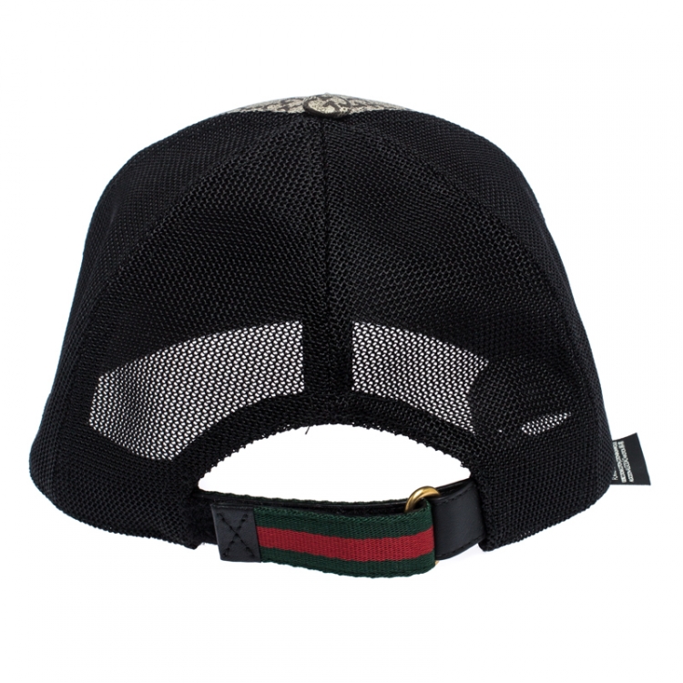 Pre Owned Gucci Beige Kingsnake Print Canvas GG Supreme Baseball Cap M