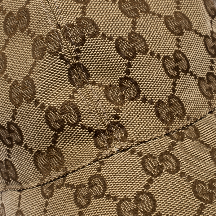 Pre Owned Gucci Beige GG Canvas Web Trimmed Baseball Cap M