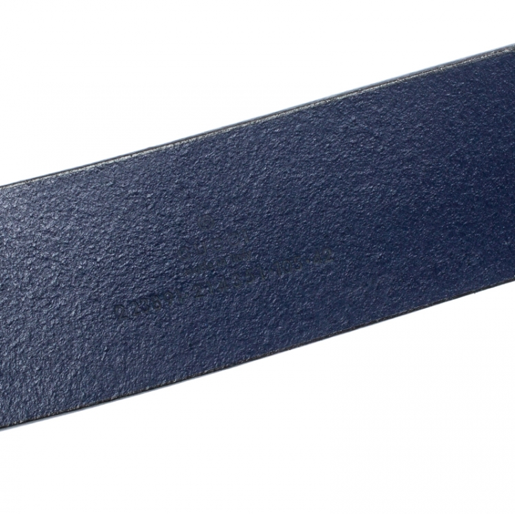 Pre Owned Gucci Navy Blue Patent Leather Interlocking GG Belt Size 105CM