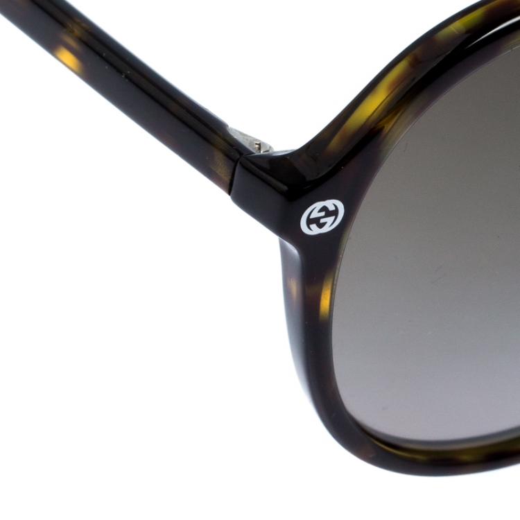 Pre Owned Gucci Havana Brown/ Green Gradient GG0119S Aviator Sunglasses