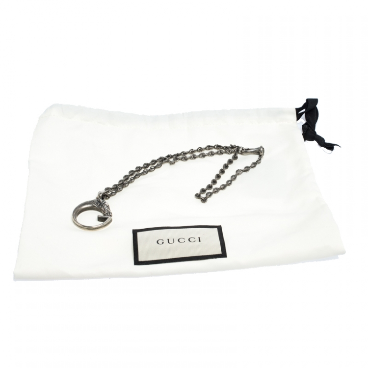 Pre Owned Gucci G Horse-head Silver Pendant Necklace