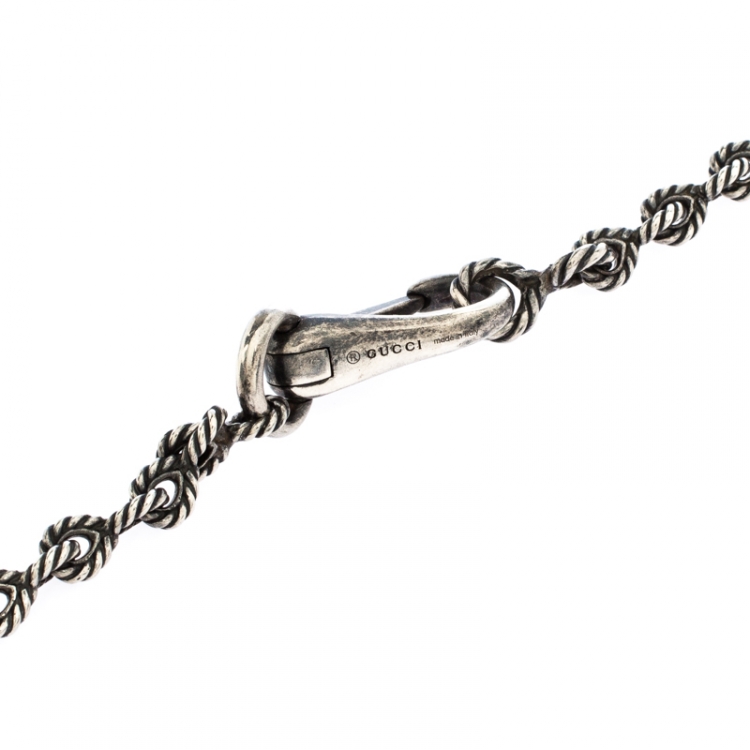 Pre Owned Gucci G Horse-head Silver Pendant Necklace