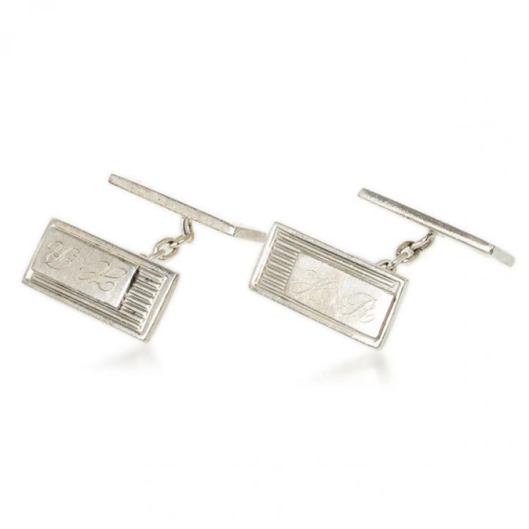 Pre Owned Gucci Curve Aperte Sterling Silver Chain Cufflinks