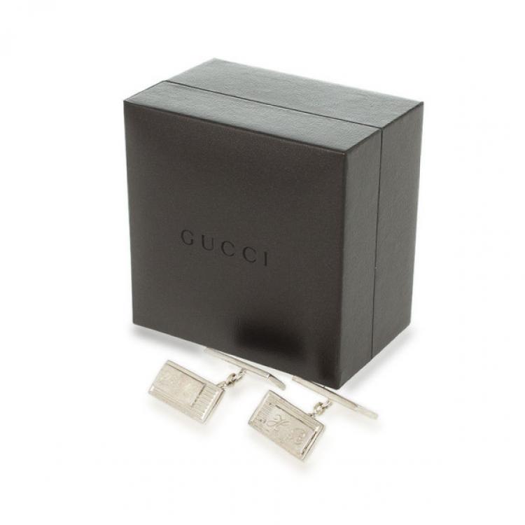 Pre Owned Gucci Curve Aperte Sterling Silver Chain Cufflinks
