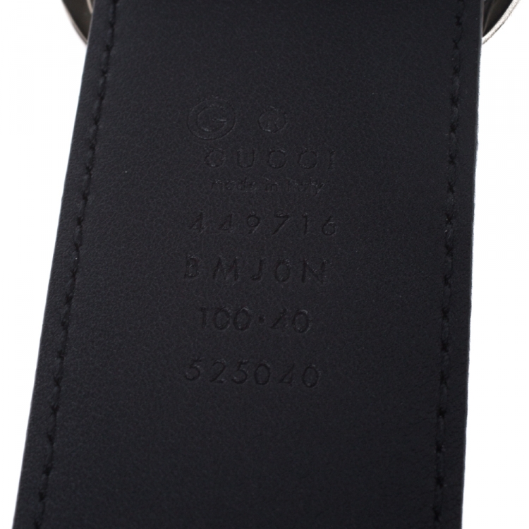 مملوكة مسبقًا Gucci Navy Blue Microguccissima Leather Belt 100CM