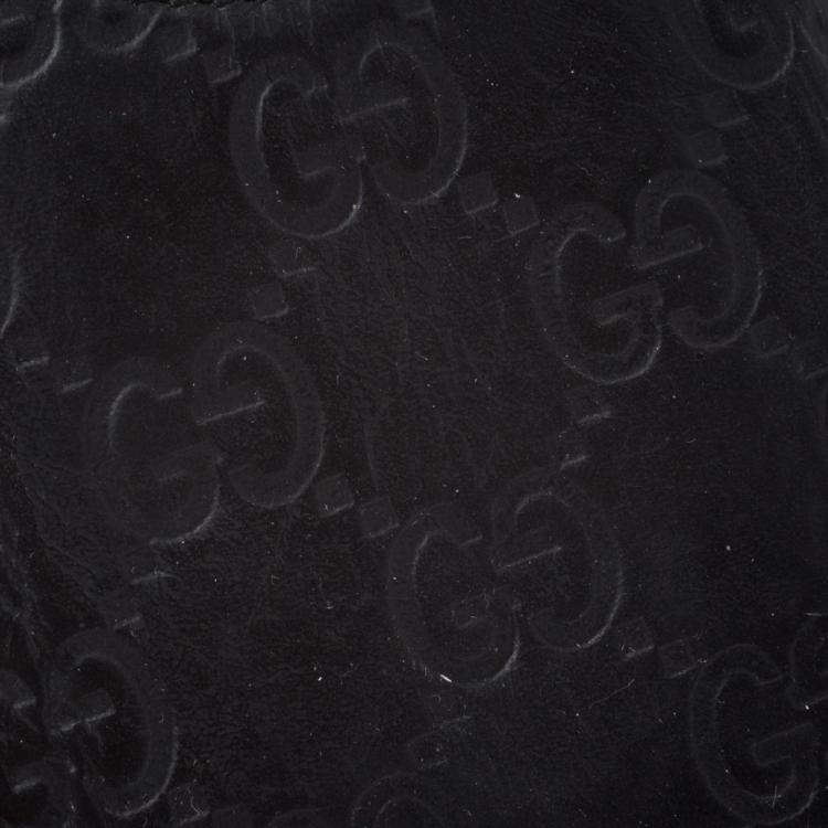 Pre Owned Gucci Black Guccissima Leather Web Phone Case