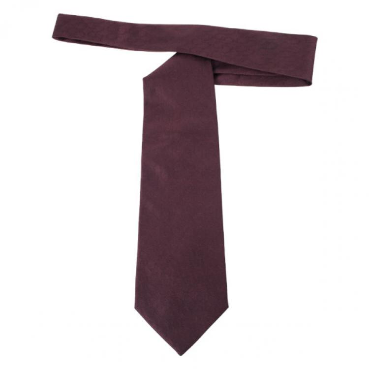 Pre Owned Gucci Purple GG Monogram Woven Silk Tie