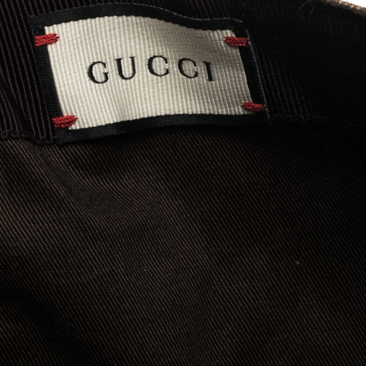 Pre Owned Gucci Beige GG Canvas Web Trimmed Baseball Cap XXL