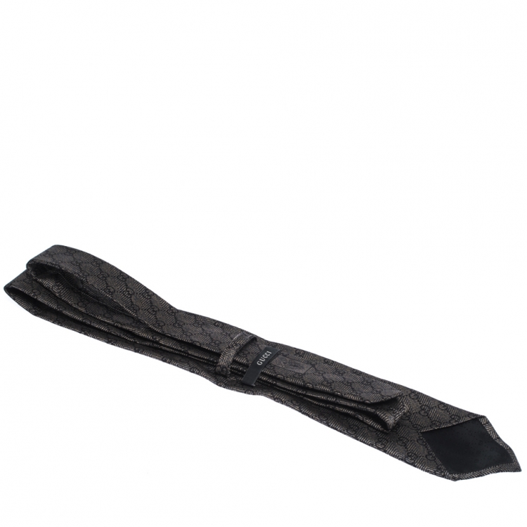 مملوكة مسبقًا Gucci Brown Guccissima Logo Pattern Silk Jacquard Tie 